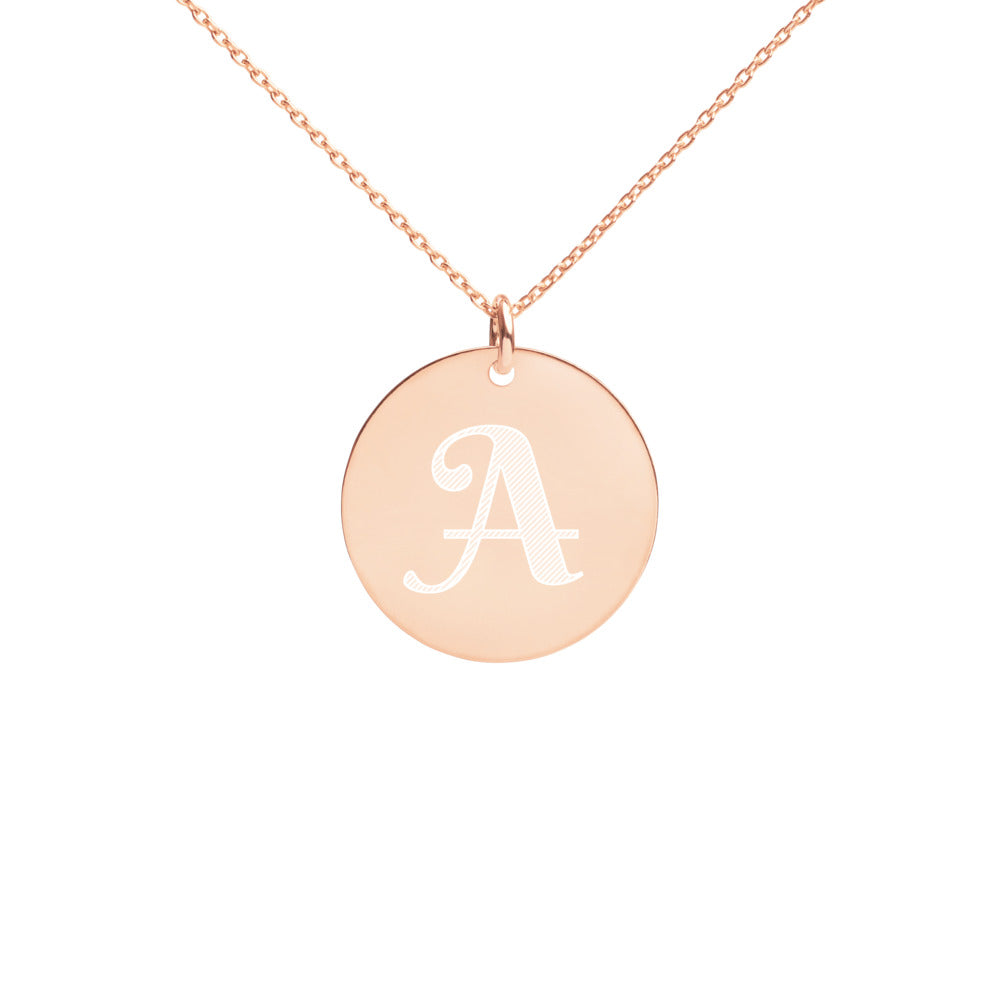 Engraved 18k Rose Gold Overlay Disc Necklace