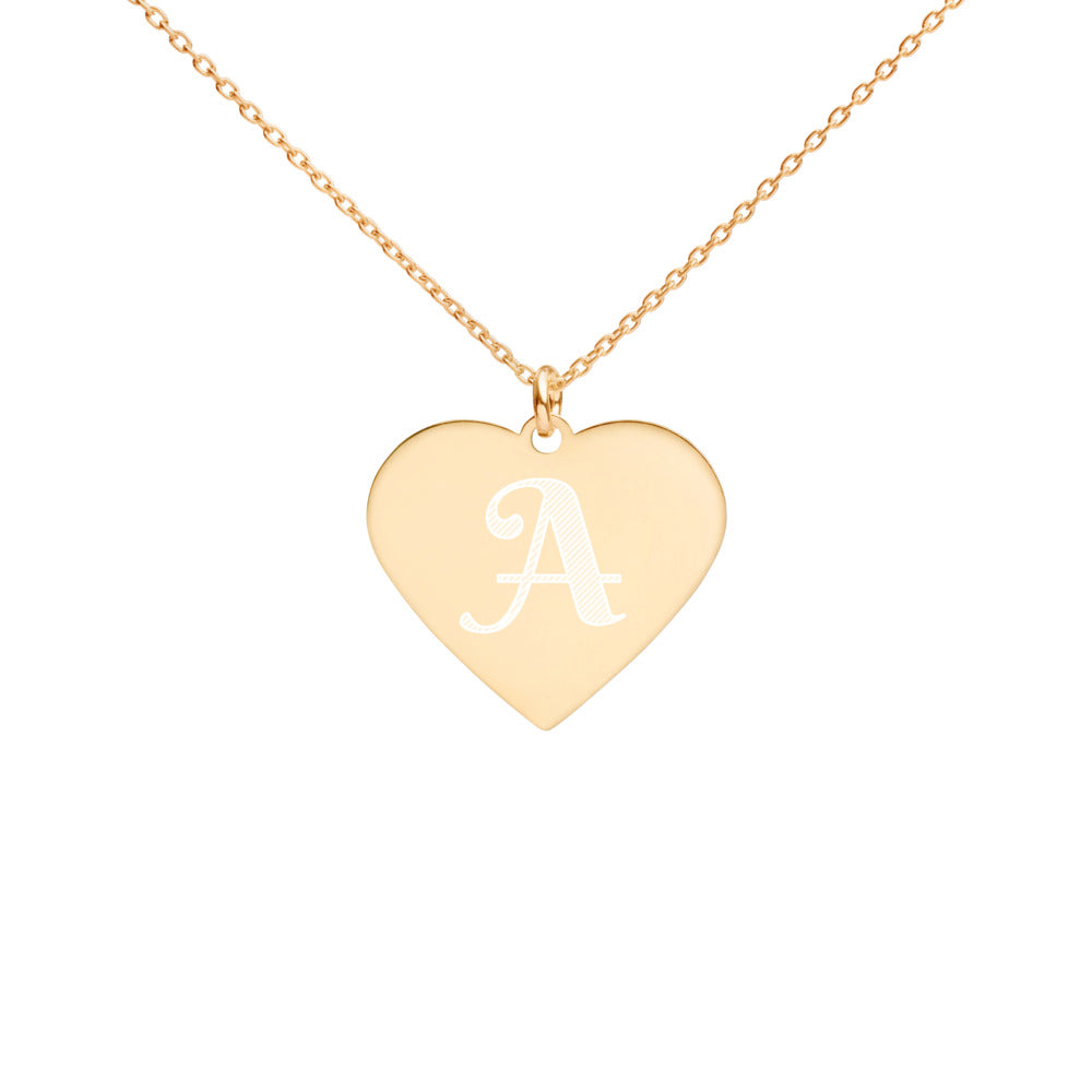 Engraved 24k Gold Overlay Heart Necklace